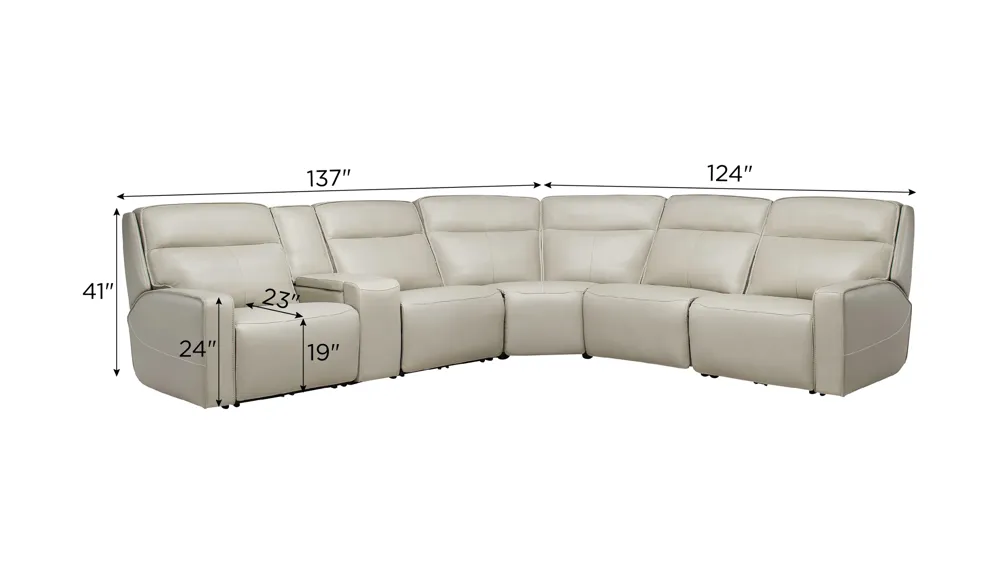 Beckett 6-pc. Power Sectional Dimensions