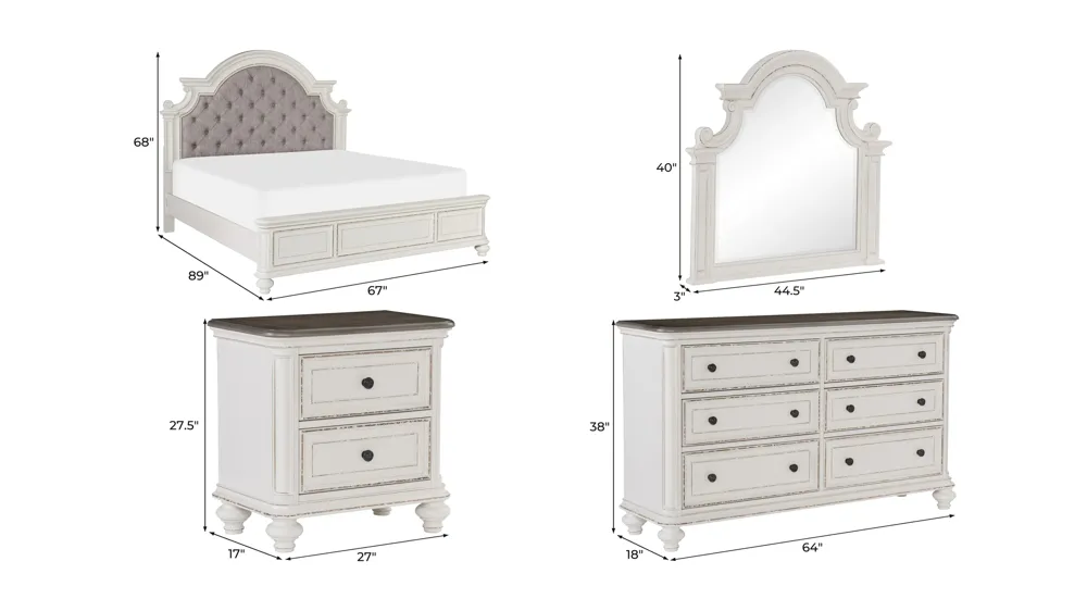 Urbanite 4-pc. Upholstered Bedroom Set Dimensions