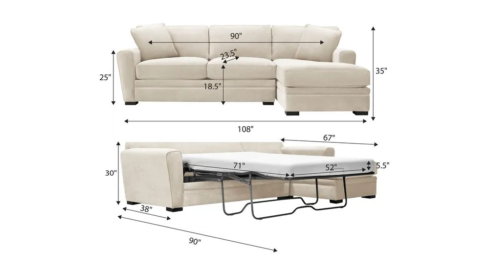 Artemis II 2-pc. Sectional w/ Full Sleeper Dimensions