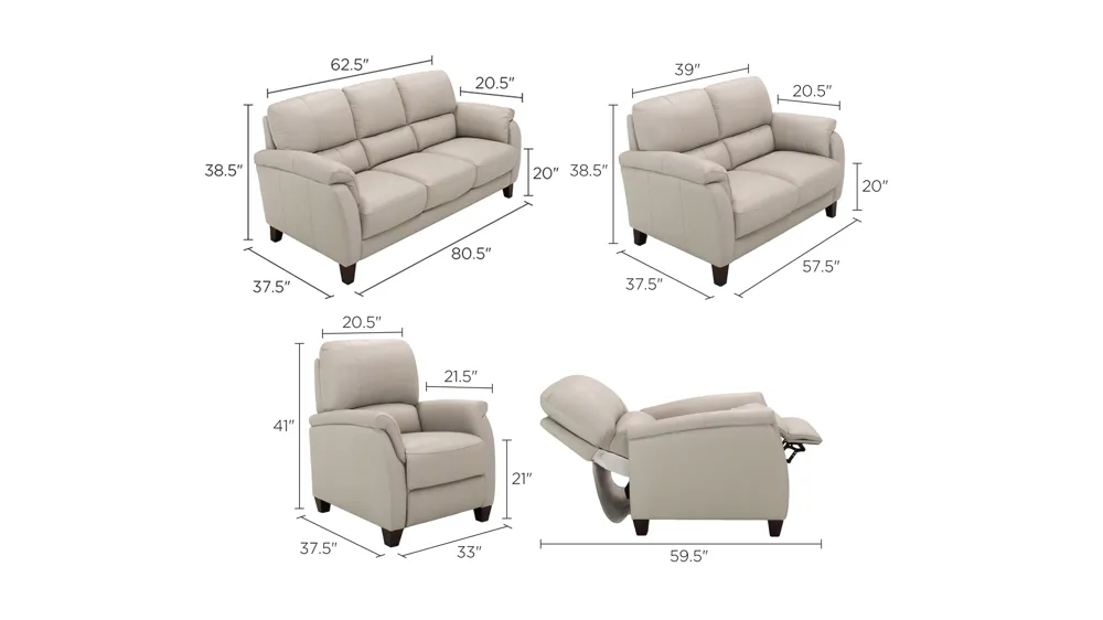 Harmony Living Room Set Dimensions