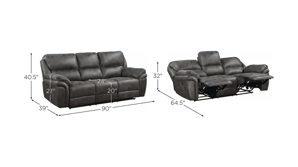 Cassiopeia Double Reclining Sofa Dimensions