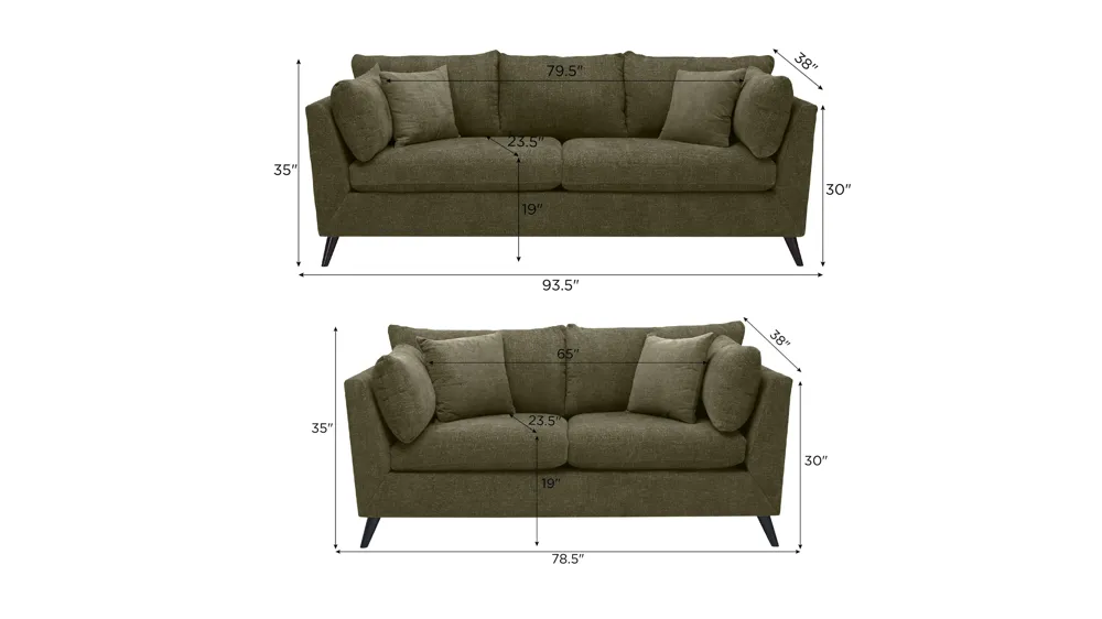 Caruso Living Room Set Dimensions