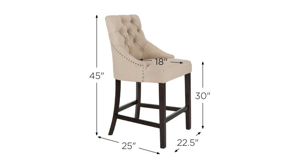 Eleni Tufted Wingback Counter Stool - Set of 2 Dimensions