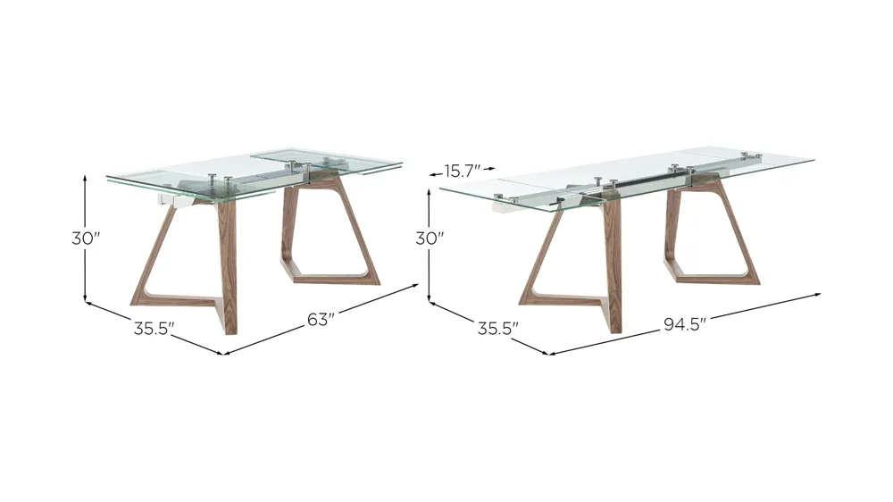 Donar 95" Extension Table Dimensions