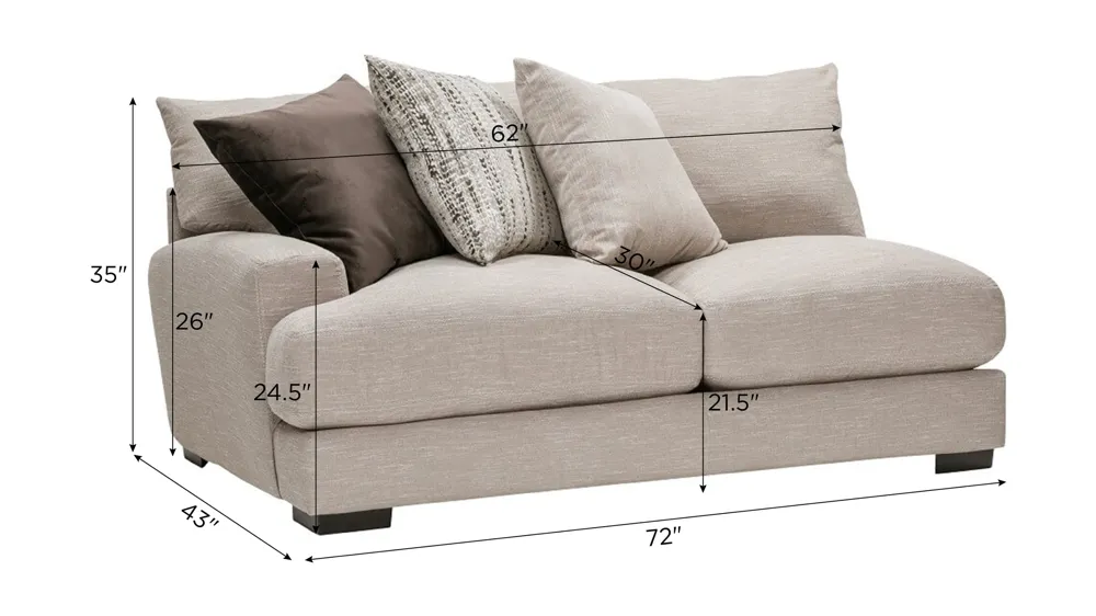 Carter Left-Arm-Facing Loveseat Dimensions