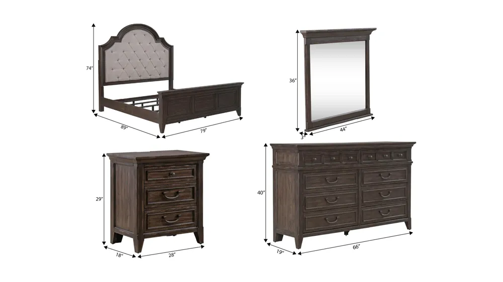 Paradise Valley 4-pc. Bedroom Set Dimensions