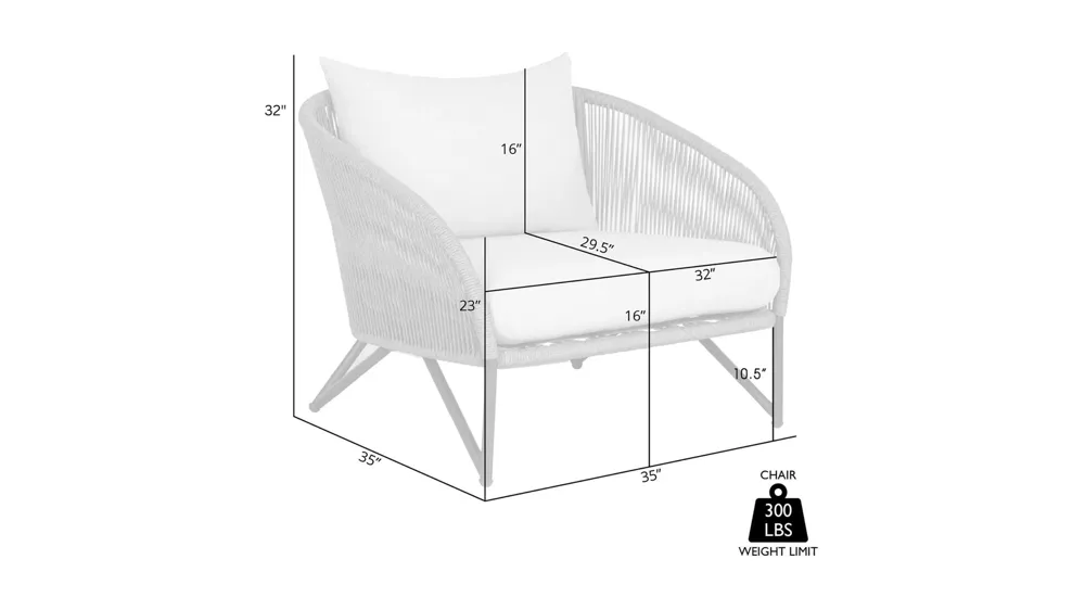 Benicia Outdoor Patio Chair Dimensions