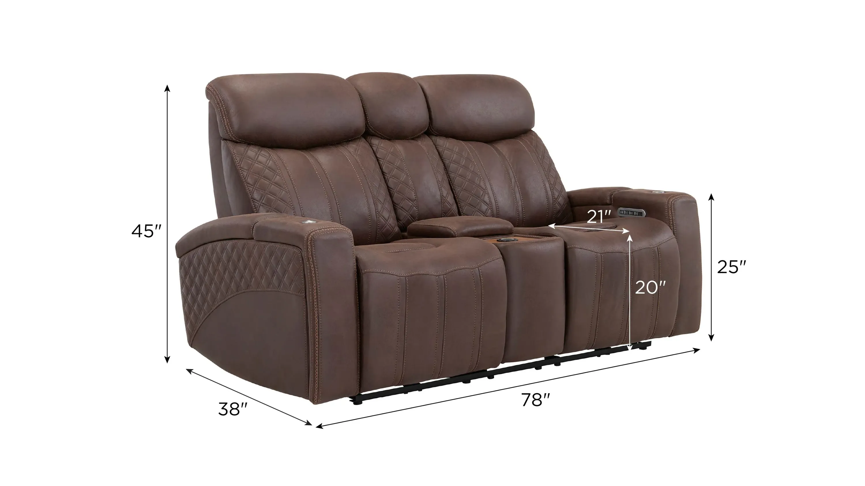 Royce Triple Power Console Loveseat w/ Drop Down Table | Raymour