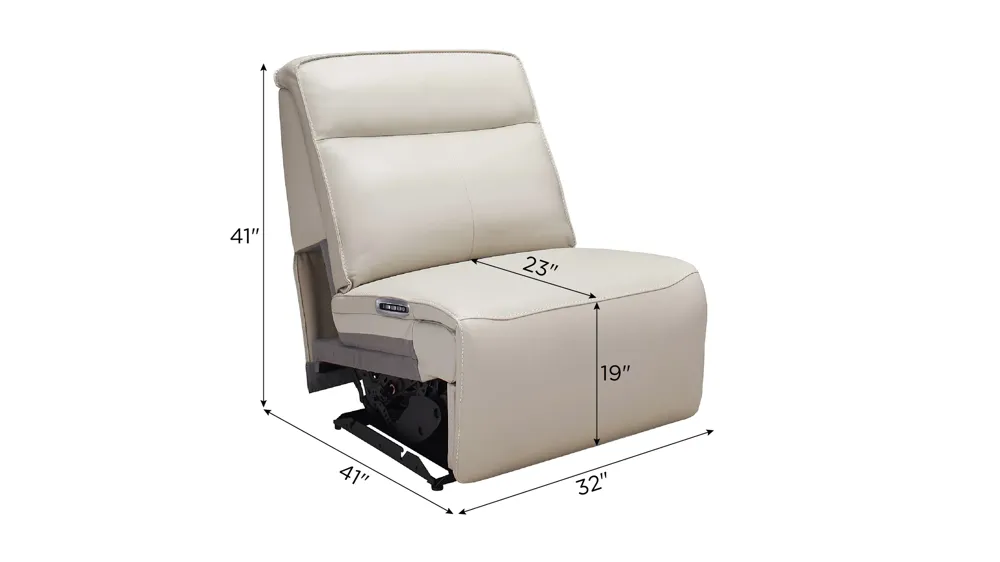 Beckett Power Armless Recliner w/Power Headrest and Lumbar Dimensions