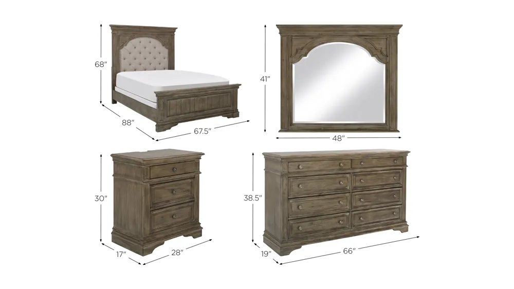 Highland Park 4-pc. Queen Bedroom Set Dimensions