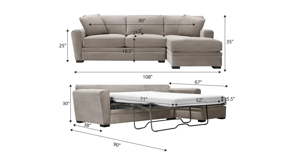 Artemis II 2-pc. Sectional w/ Full Sleeper Dimensions