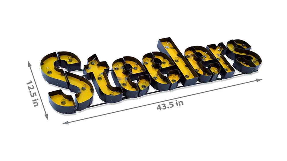 NFL Lighted Recycled Metal Sign Dimensions