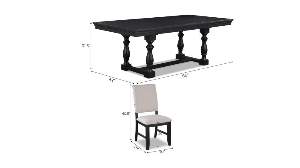 Regent 5-pc. Dining Set Dimensions