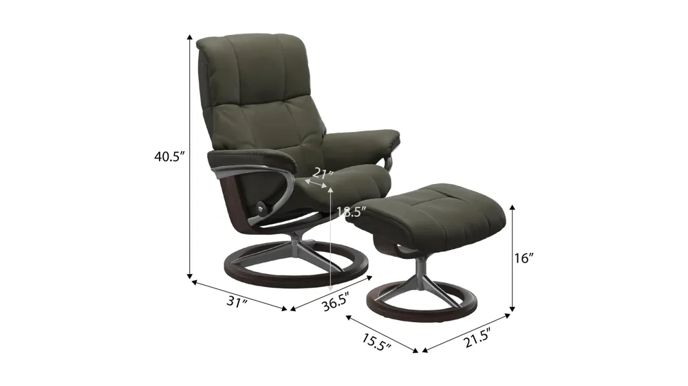 Mayfair Large Signature Chair w/ Ottoman Dimensions