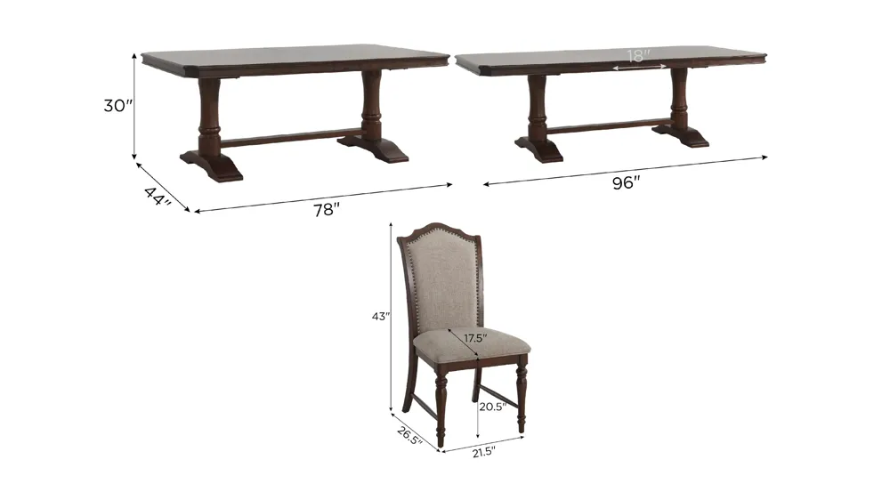 Winchester 5-pc. Dining Set Dimensions