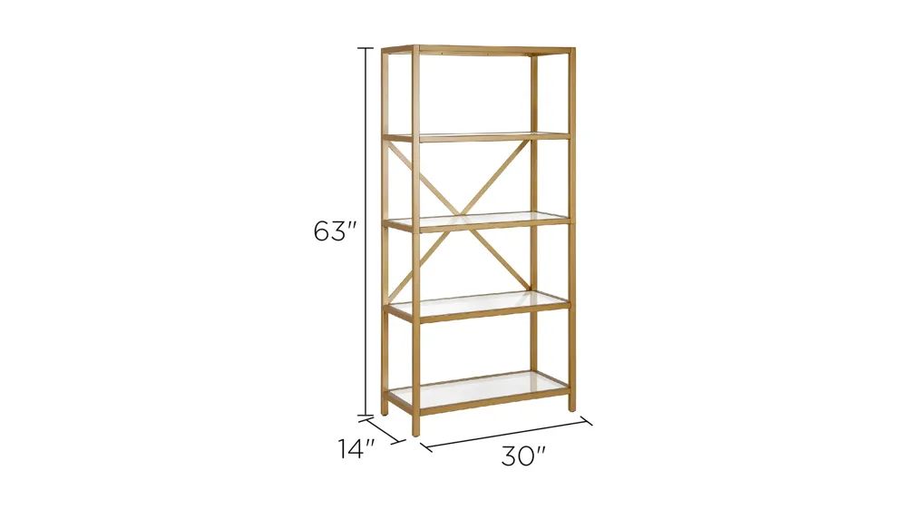 Etta Brushed Brass Bookcase Dimensions