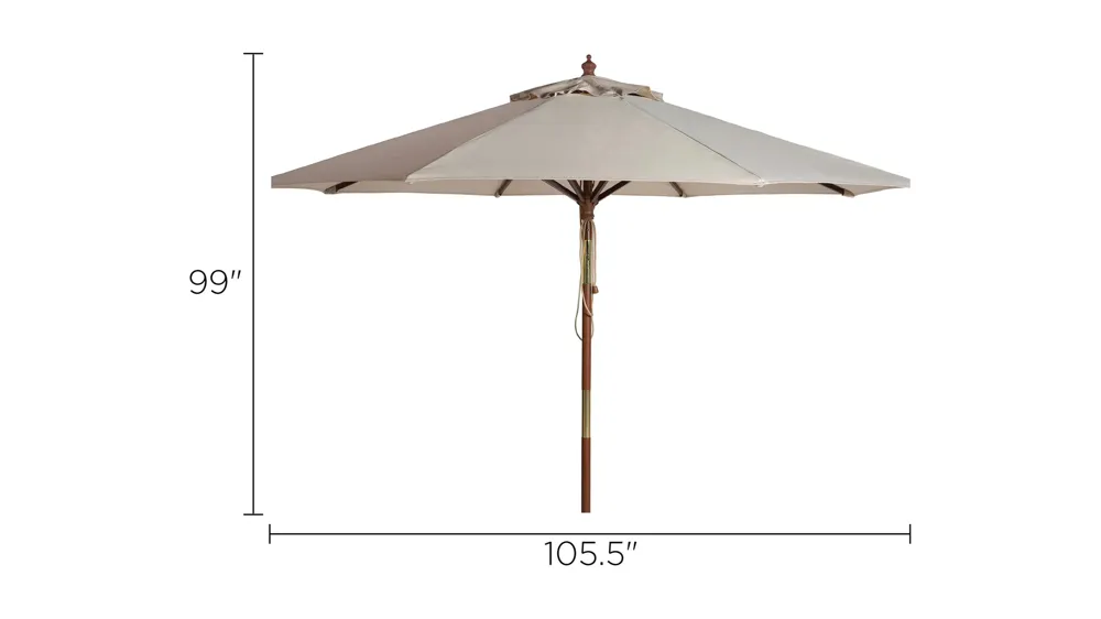 Bethany Outdoor Wooden Umbrella Dimensions