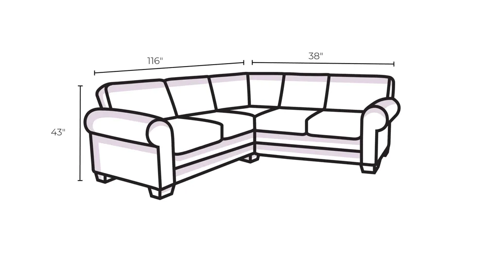 Majestic 4-pc. Leather Reclining Sectional Sofa Dimensions