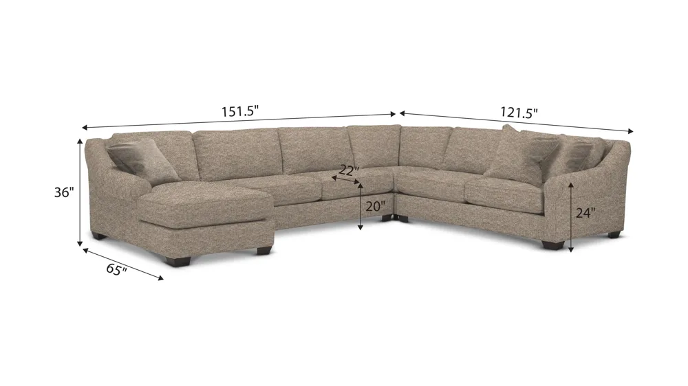 Thatcher 4-pc. Sectional Dimensions