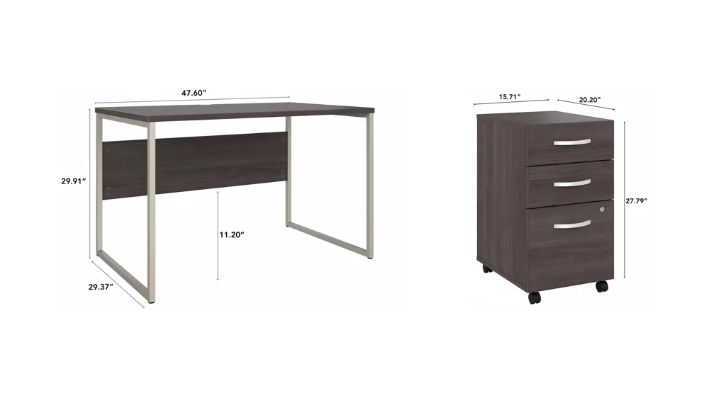 Steinbeck Student Desk w/ File Cabinet Dimensions