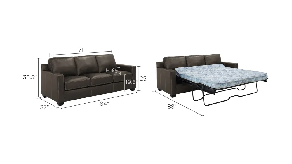 Anaheim Leather Queen Sleeper Sofa Dimensions