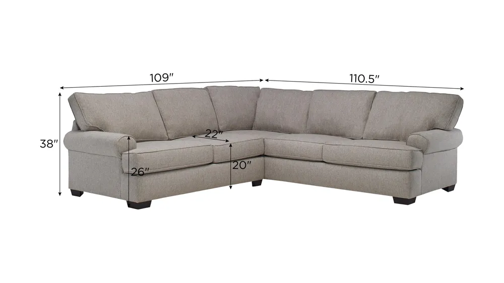 Suzanne 2-pc. Sectional Dimensions