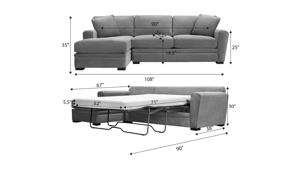 Artemis II 2-pc. Sectional w/ Full Sleeper Dimensions