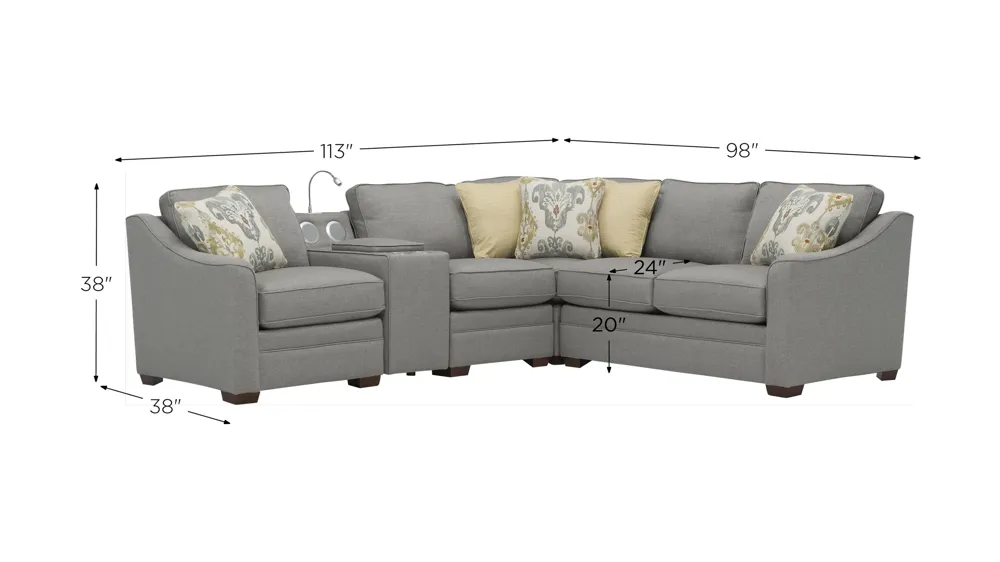 Hazelton 5-pc. Sectional Sofa w/ Storage Dimensions