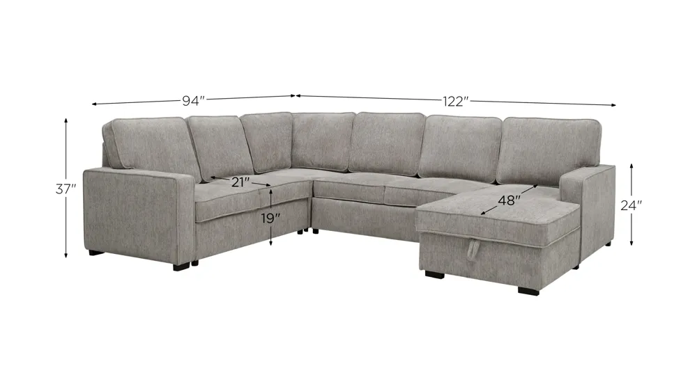 Ryle Chenille 4-pc. Sectional Dimensions