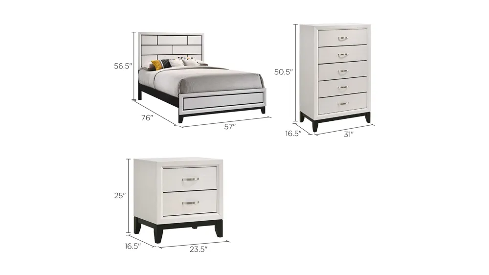 Akerson 3-pc. Bedroom Set Dimensions