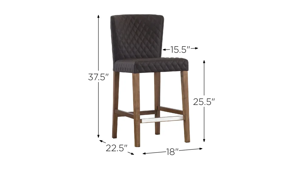 Albie Diamond Stitching PU Leather Counter Stool Dimensions