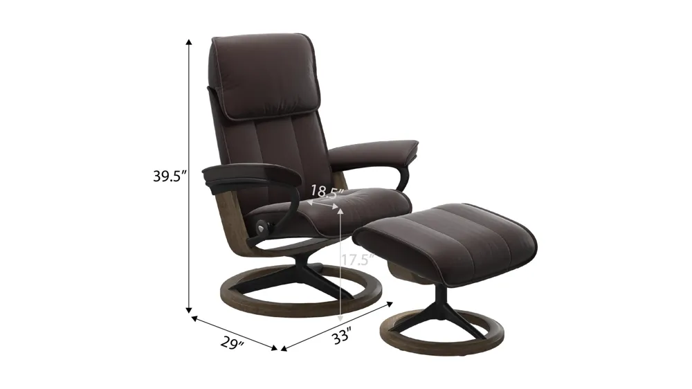 Admiral Medium Signature Chair & Ottoman Dimensions