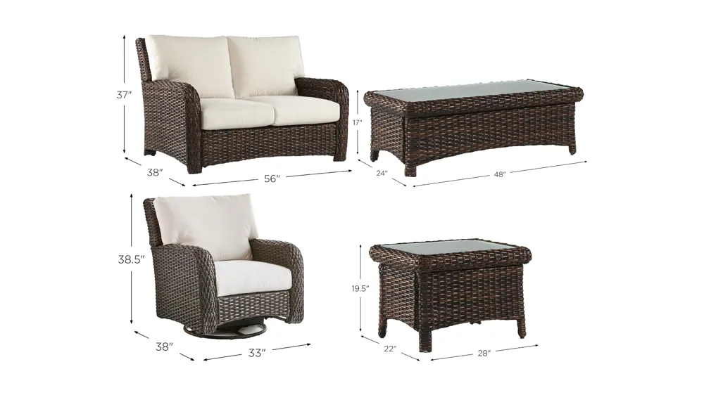 St Tropez 4-pc. Outdoor Living Set Dimensions