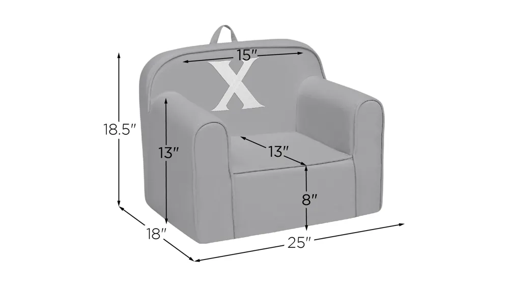 Cozee Monogrammed Chair Letter "X" Dimensions