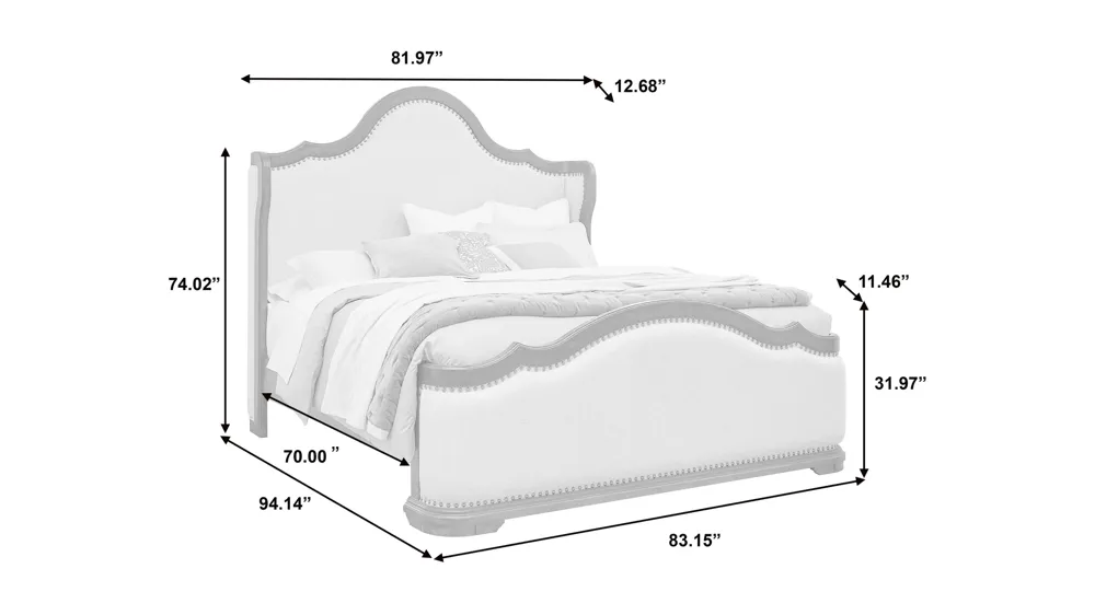 Cooper Falls Shelter-Back Upholstered Bed Dimensions