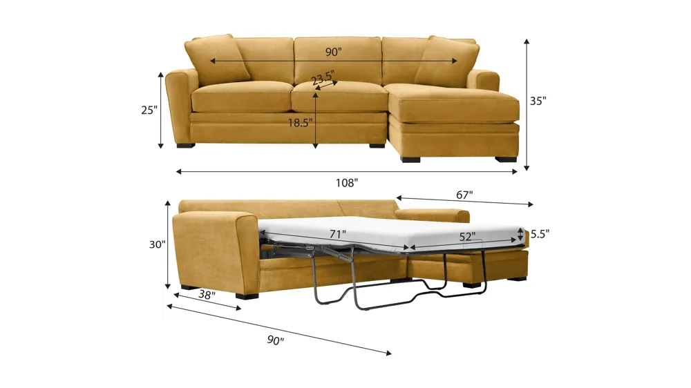 Artemis II 2-pc. Sectional w/ Full Sleeper Dimensions