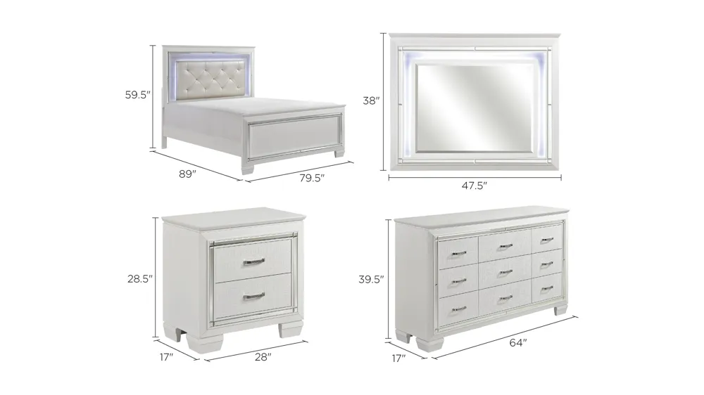 Brambley 4-pc. Bedroom Set w/ LED Lights Dimensions