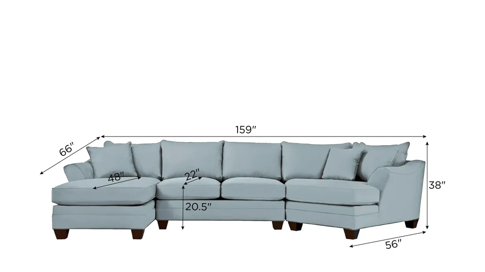Foresthill 3-pc. Left Hand Facing Sectional Sofa Dimensions