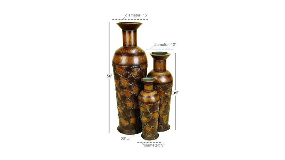 Ivy Collection Zorcist Vase - Set of 3 Dimensions