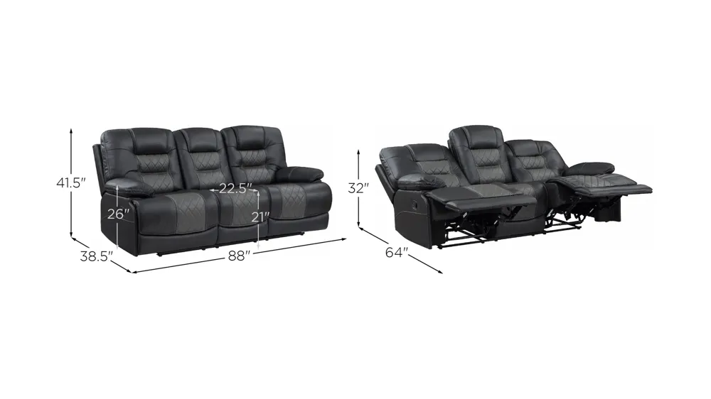 Bree Double Reclining Sofa Dimensions