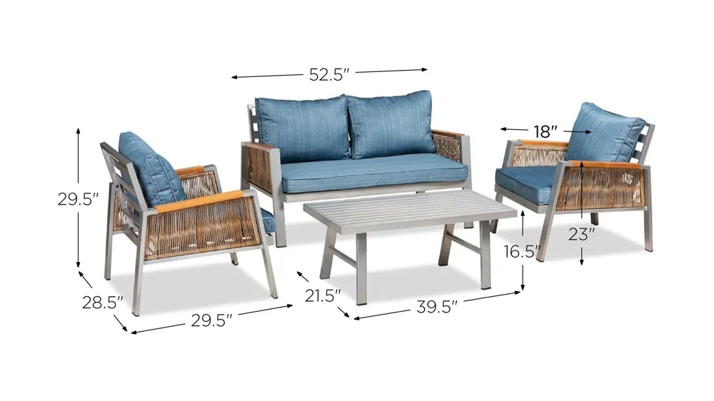 Nicholson 4-pc. Outdoor Patio Lounge Set Dimensions