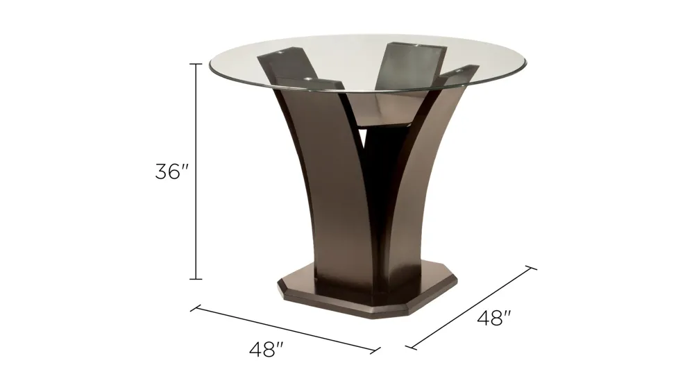 Venice 48" Glass Counter-Height Dining Table Dimensions