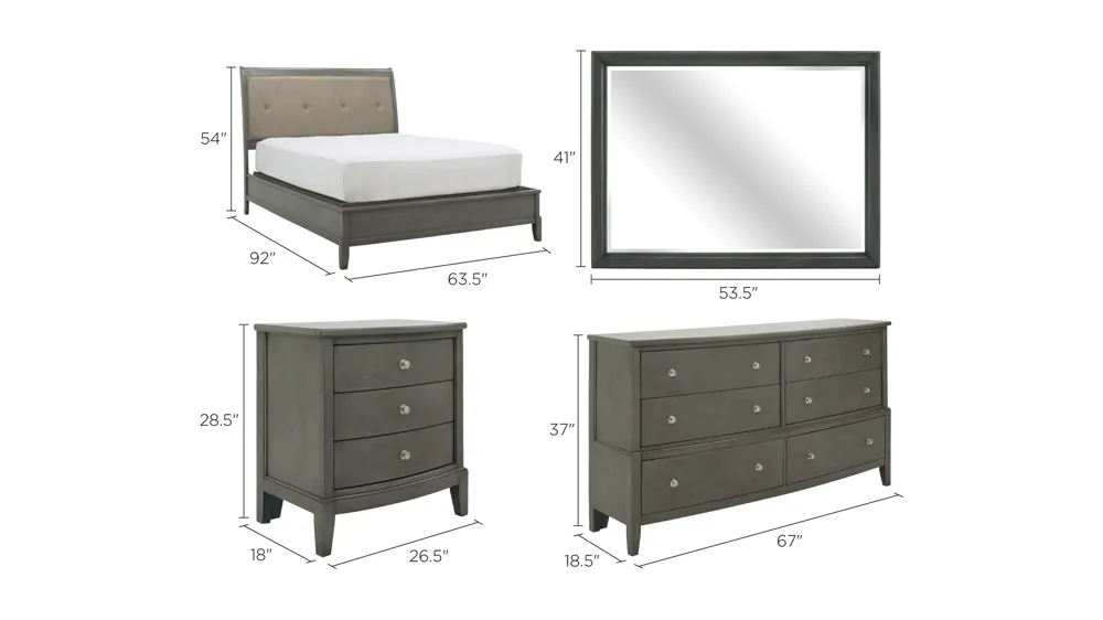 Elvena 4-pc. Bedroom Set Dimensions