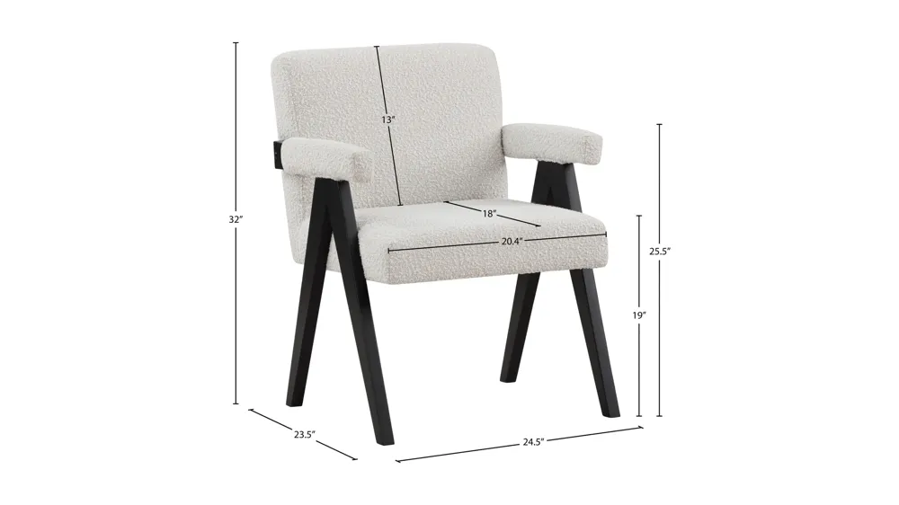 Woodloch Boucle Fabric Accent Chair Dimensions