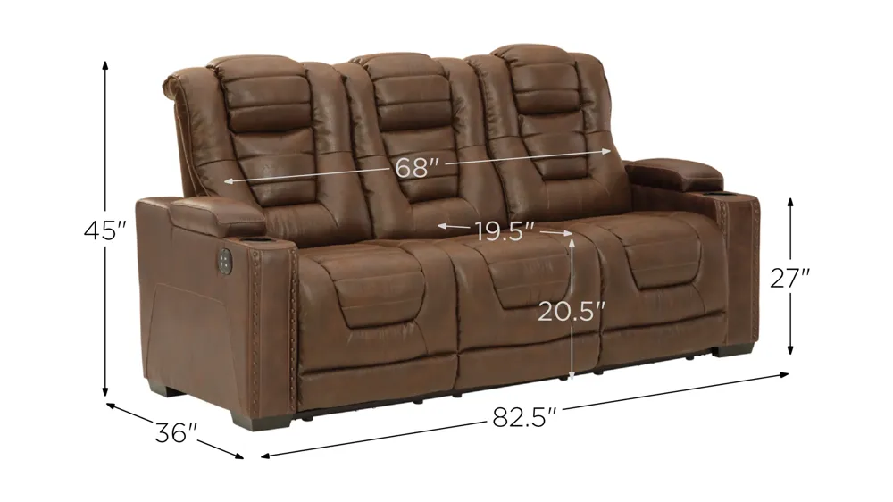 Norwood Power Sofa w/ Power Headrest Dimensions