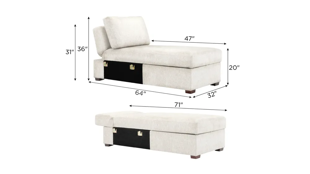 Juniper Armless Klik Klak Chaise w/ Storage | Raymour & Flanigan