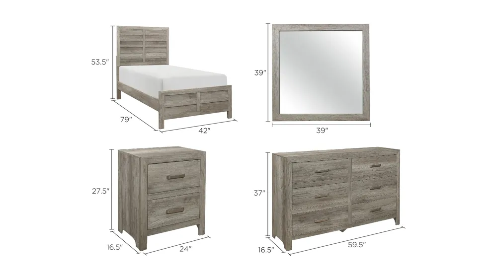 Terrace 4-pc. Panel Bedroom Set Dimensions