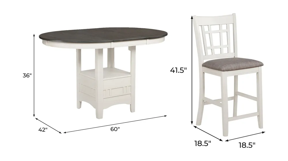 Hartwell 5-pc. Counter-Height Dining Set Dimensions