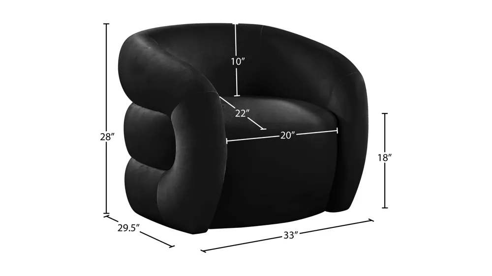Roxbury Velvet Accent Chair Dimensions