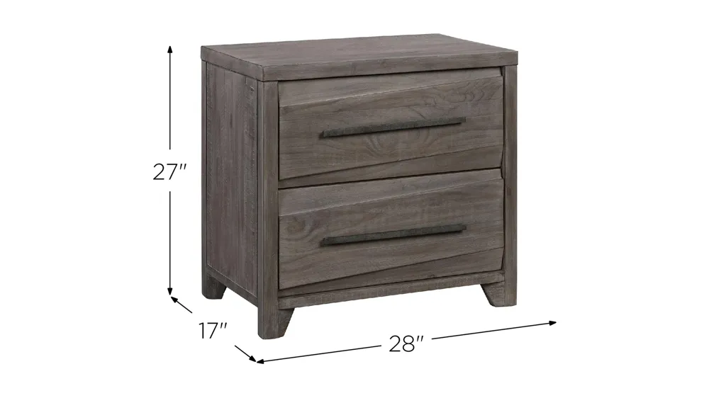 Hearst Solid Wood Two Drawer Nighstand Dimensions